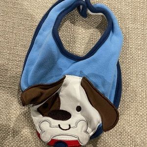 Blue puppy dog baby bib